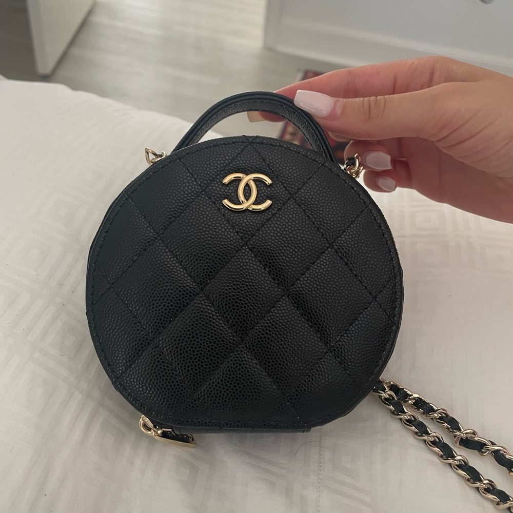 CHANEL Caviar Quilted Round Handle Bag